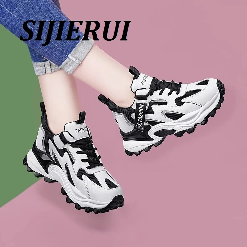 SIJIERUI真皮小白鞋女2025年春夏百搭平底休闲板鞋轻便软底旅游鞋