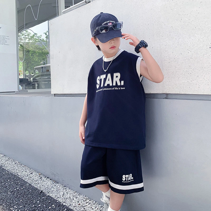 男童夏装运动篮球服无袖背心套装2025新款儿童男孩夏季酷帅两件套