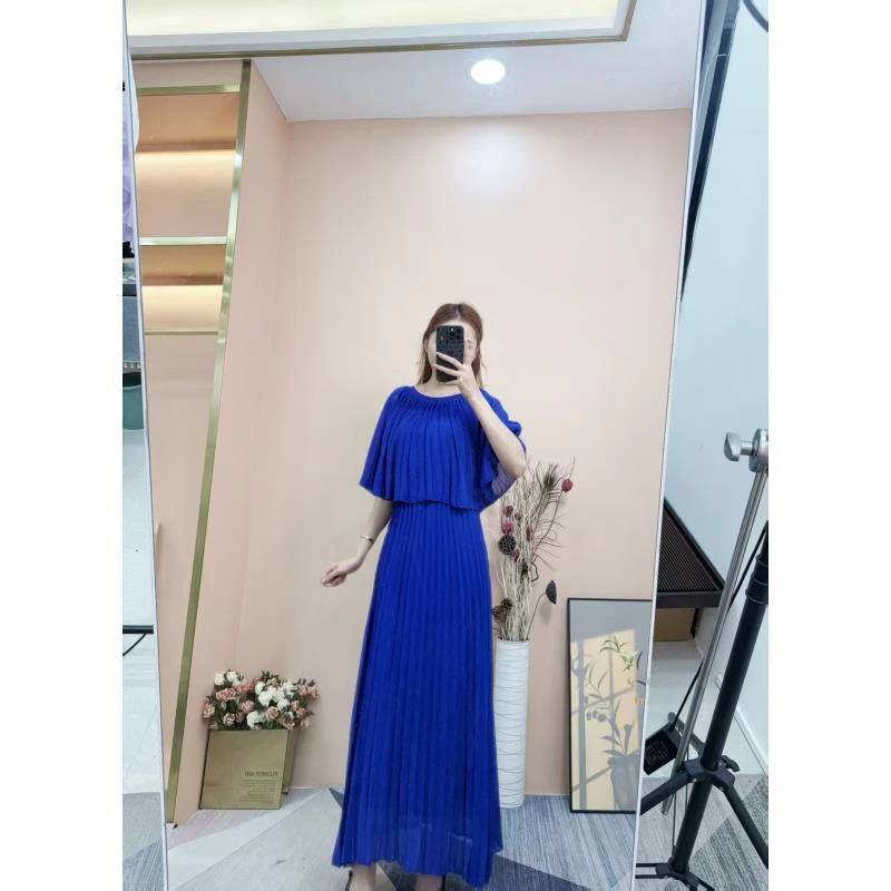 依易原创] 轻奢优雅气质宽松百褶连衣裙A0512