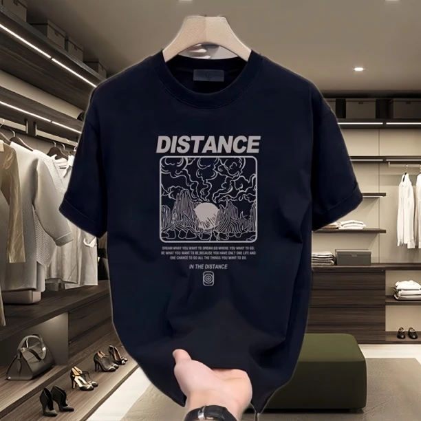 时尚新款短袖t恤男夏季潮流简约半袖上衣港风宽松休闲潮牌体恤衫