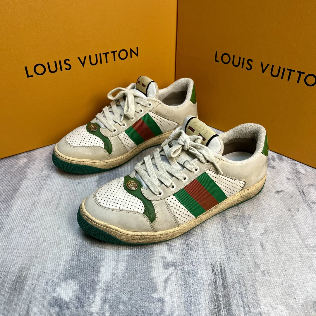 95新 GUCCI/古驰 经典绿色做脏做旧休闲脏脏鞋/38-41.5欧