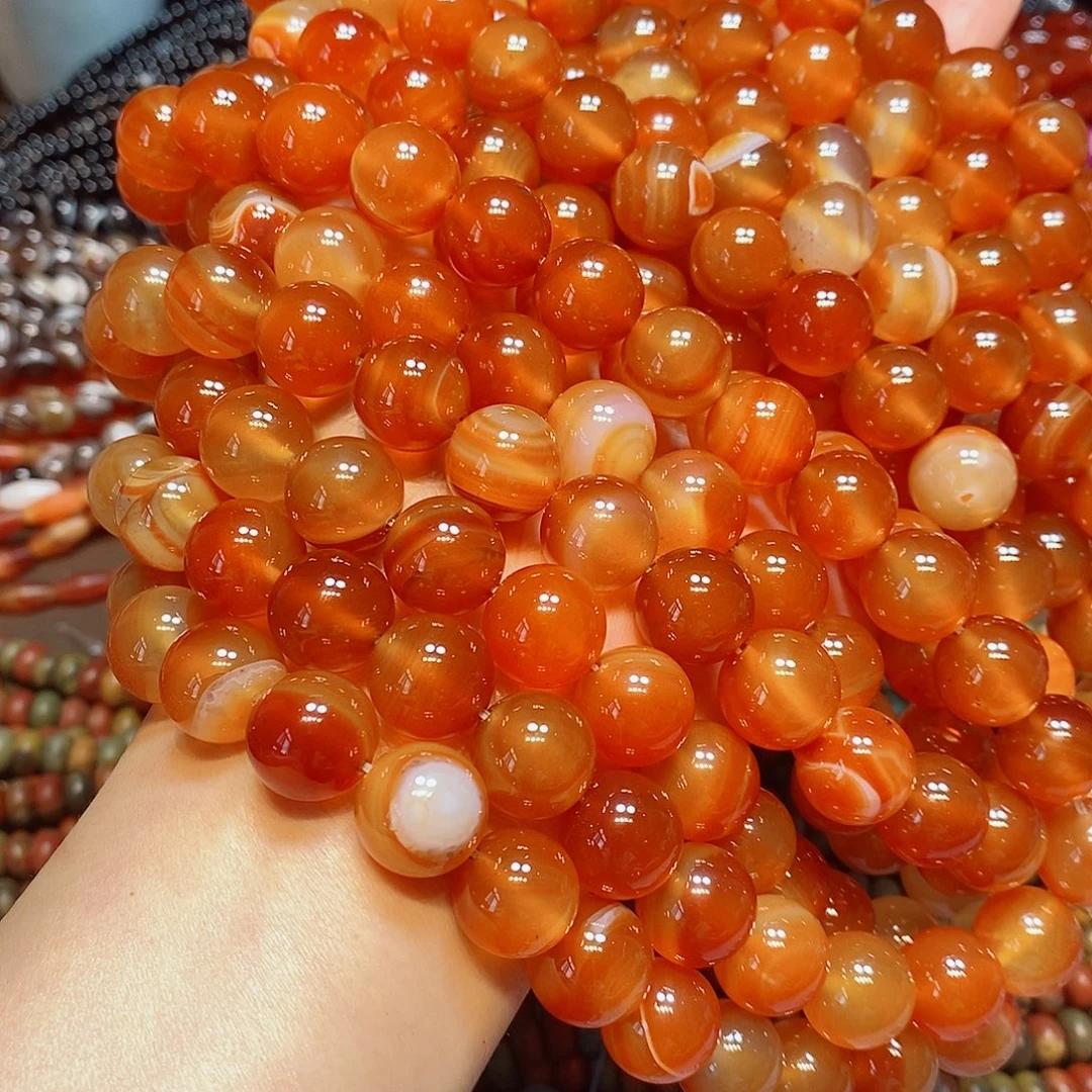 玛瑙/玉髓未镶嵌珠宝半成品14mm红玛瑙溏心一条