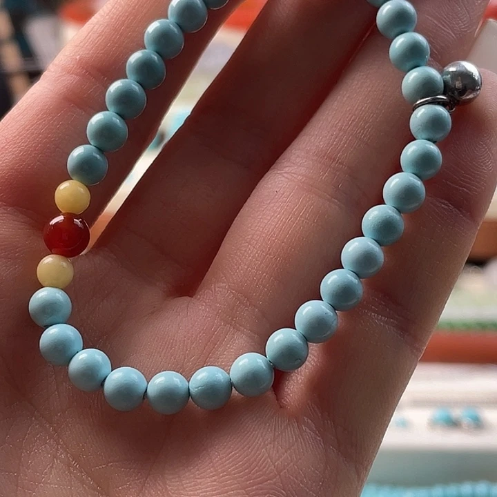 绿松石银S925镶嵌手串