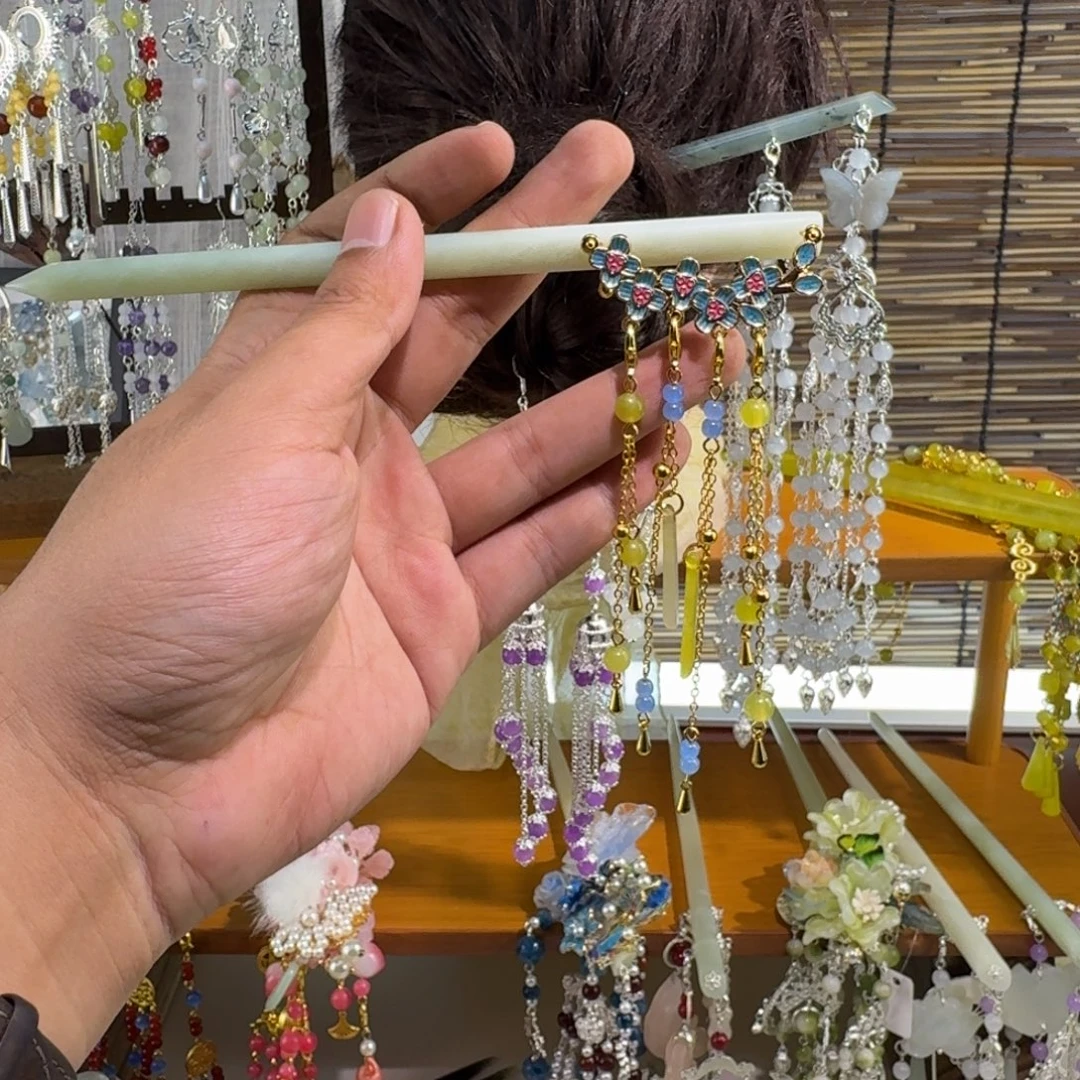 蛇纹石玉合金发饰