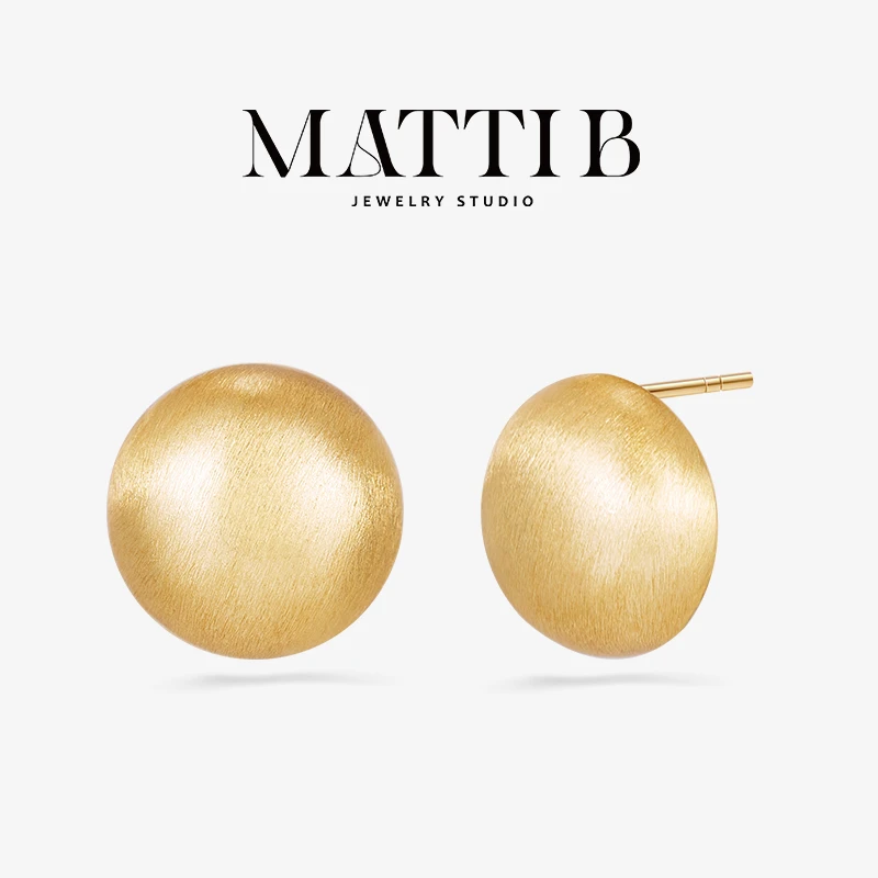 铜合金耳饰 冷淡风轻奢小众拉丝金属半圆球高级感百搭耳钉女1605