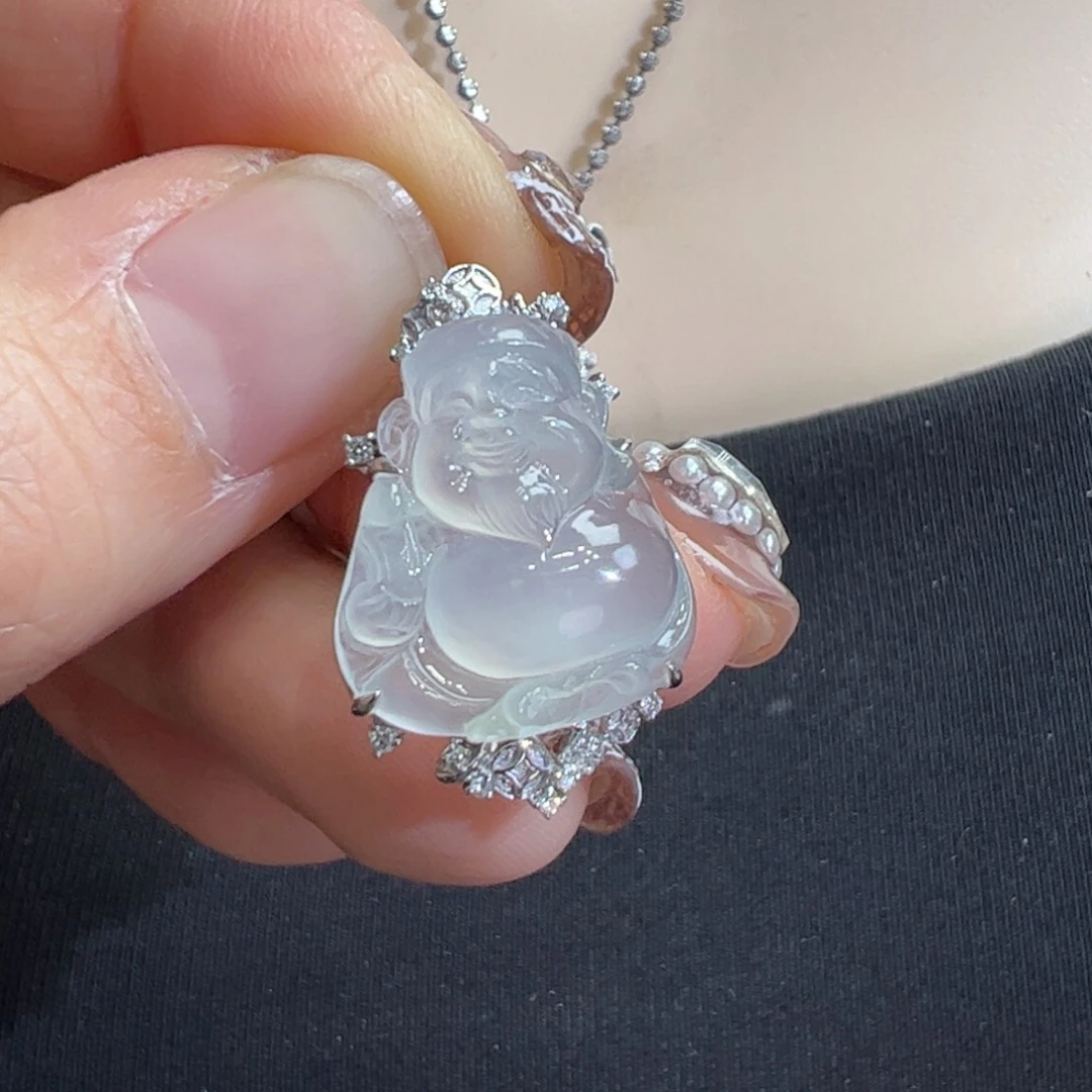 翡翠吊坠(不含链)18K金镶嵌