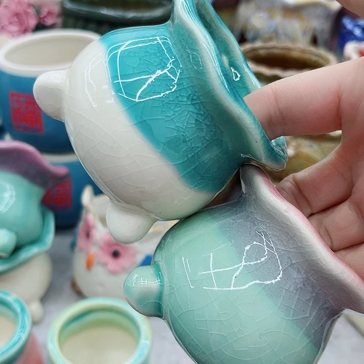 多肉绿植陶瓷花盆9.9包邮，有孔