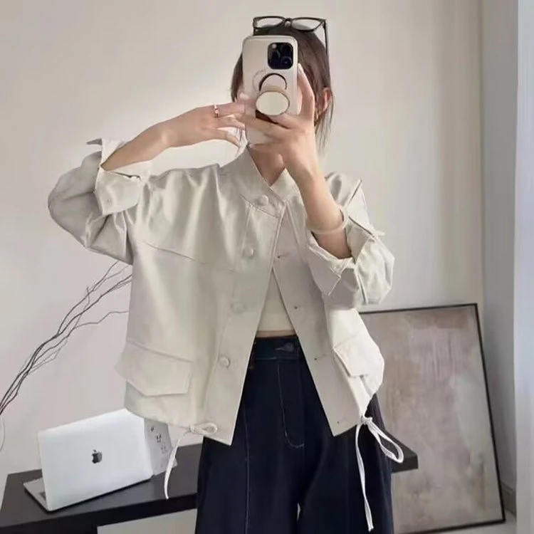 立领短外套女2025春秋季新款韩版宽松小个子风衣休闲夹克衫上衣潮