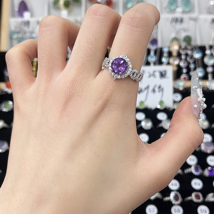 戒指银S925镶嵌紫晶