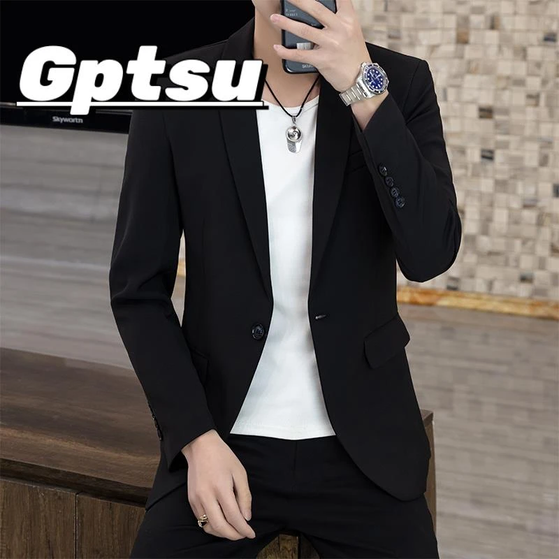 GPTSu男士西服套装韩版修身潮流男装外套秋季新品百搭休闲小西装