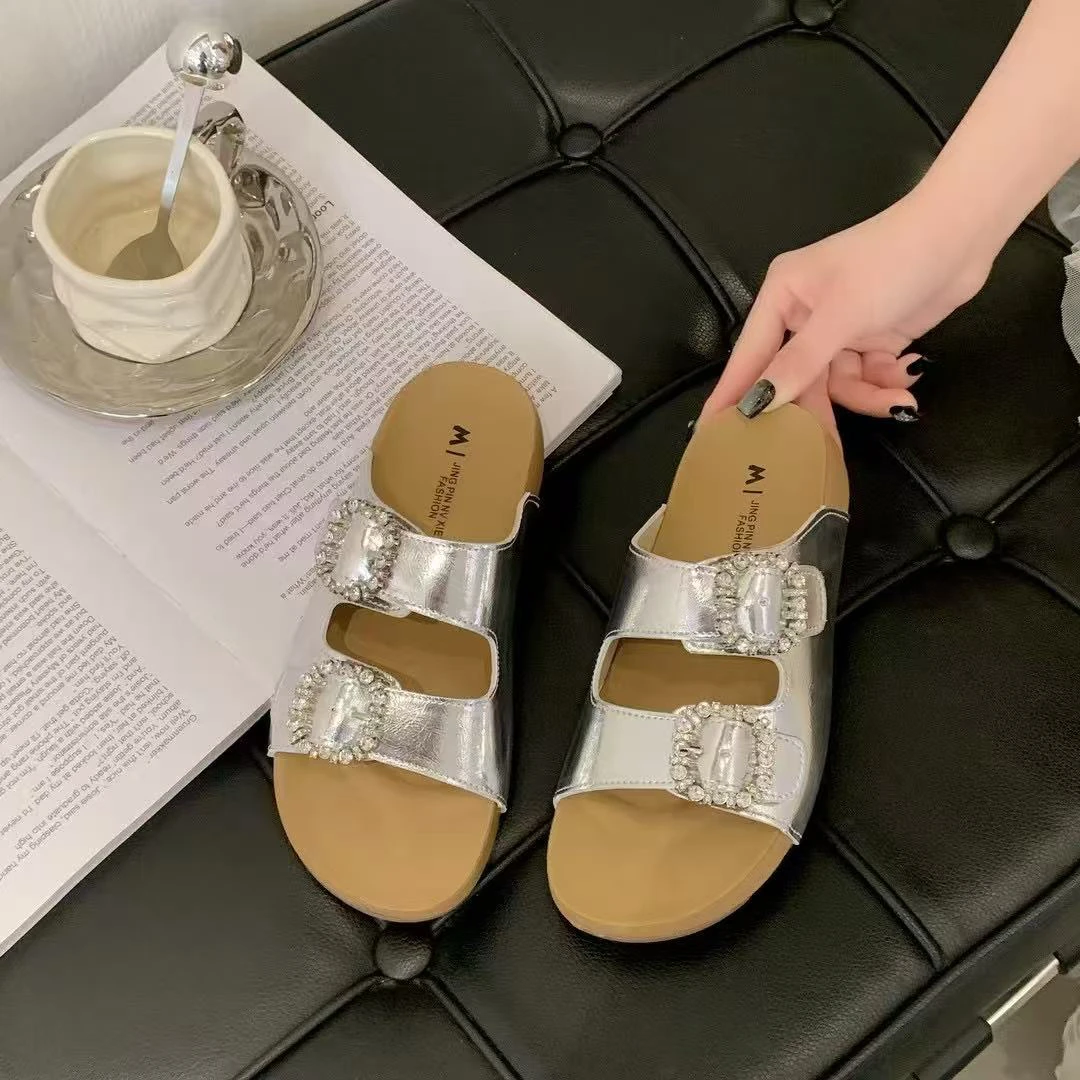 复古磨砂猪笼鞋勃肯鞋2025新款舒适百搭懒人鞋豆豆鞋 555-2