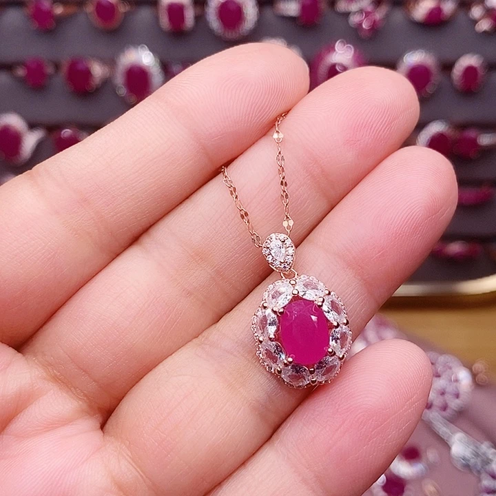 颈饰红宝石银S925镶嵌