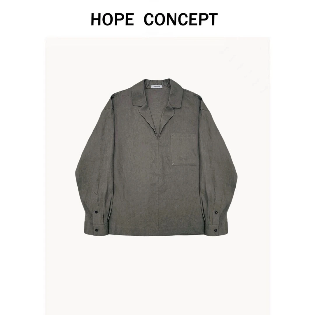 25145#HOPECONCEPT五一出游轻盈老钱穿搭 溢出屏幕高级感亚麻衬衫