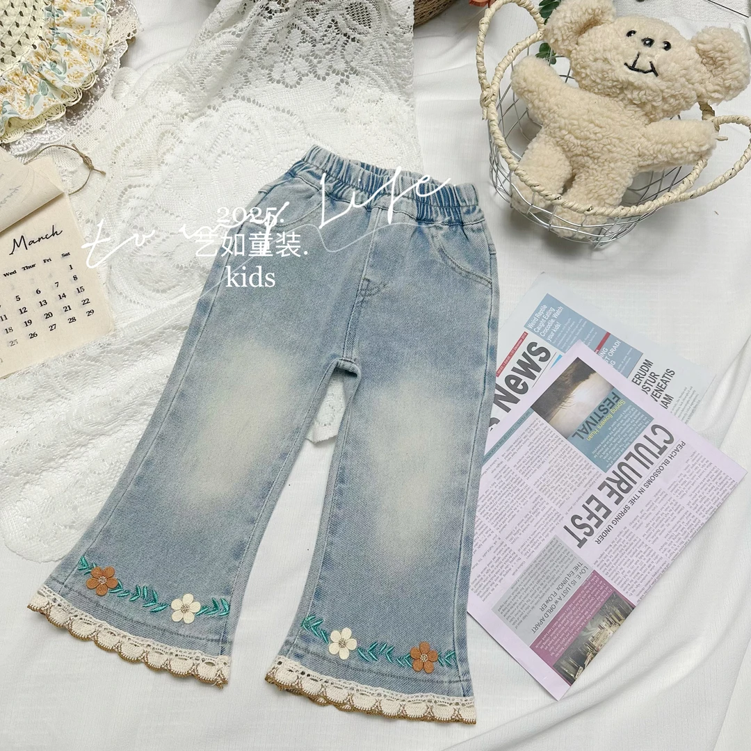 番茄家*【轻松搭配】夏季上新刺绣花朵牛仔裤D-W421