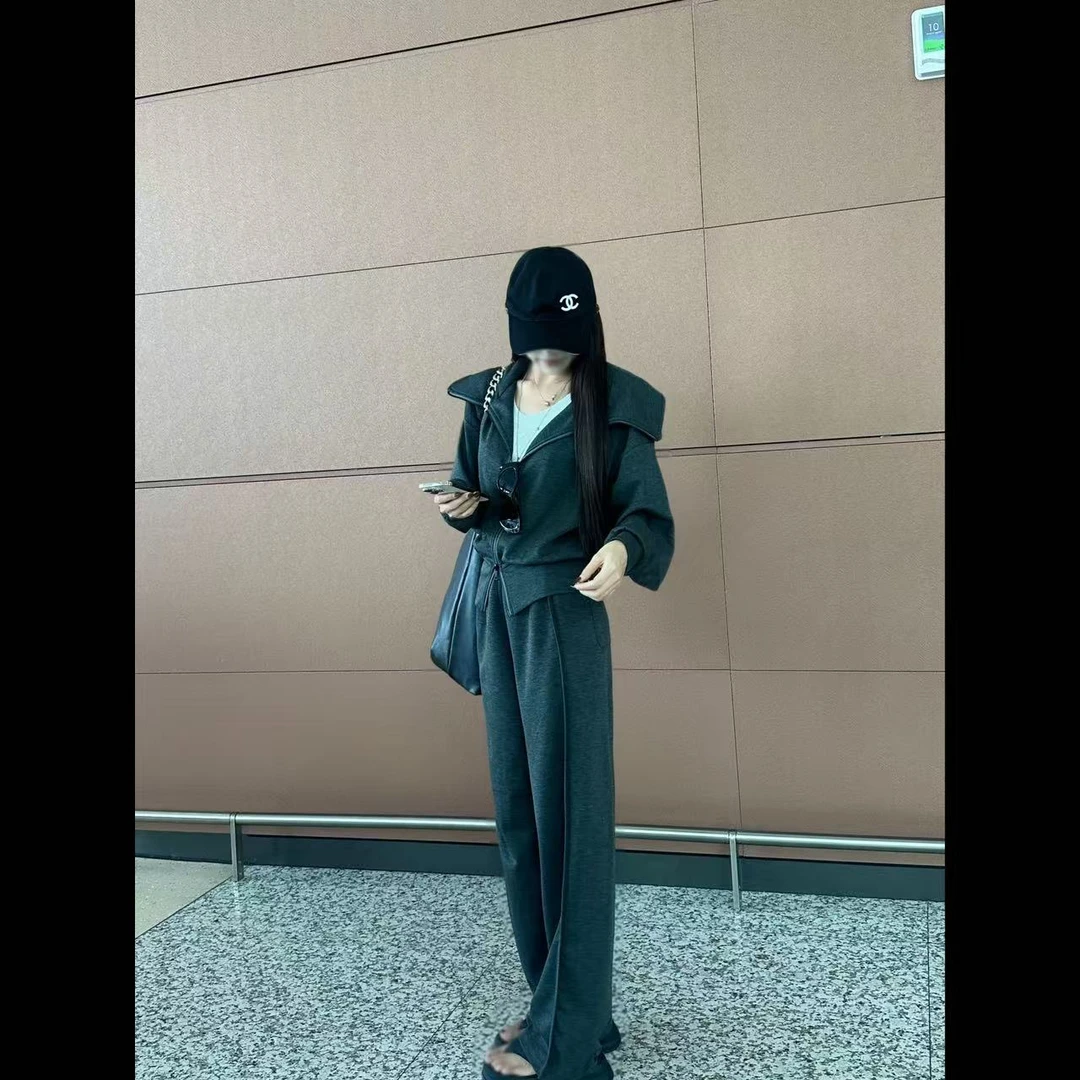 刘婆子店铺款【不皱卫衣套装】太空棉不皱双开拉链卫衣套装K8891