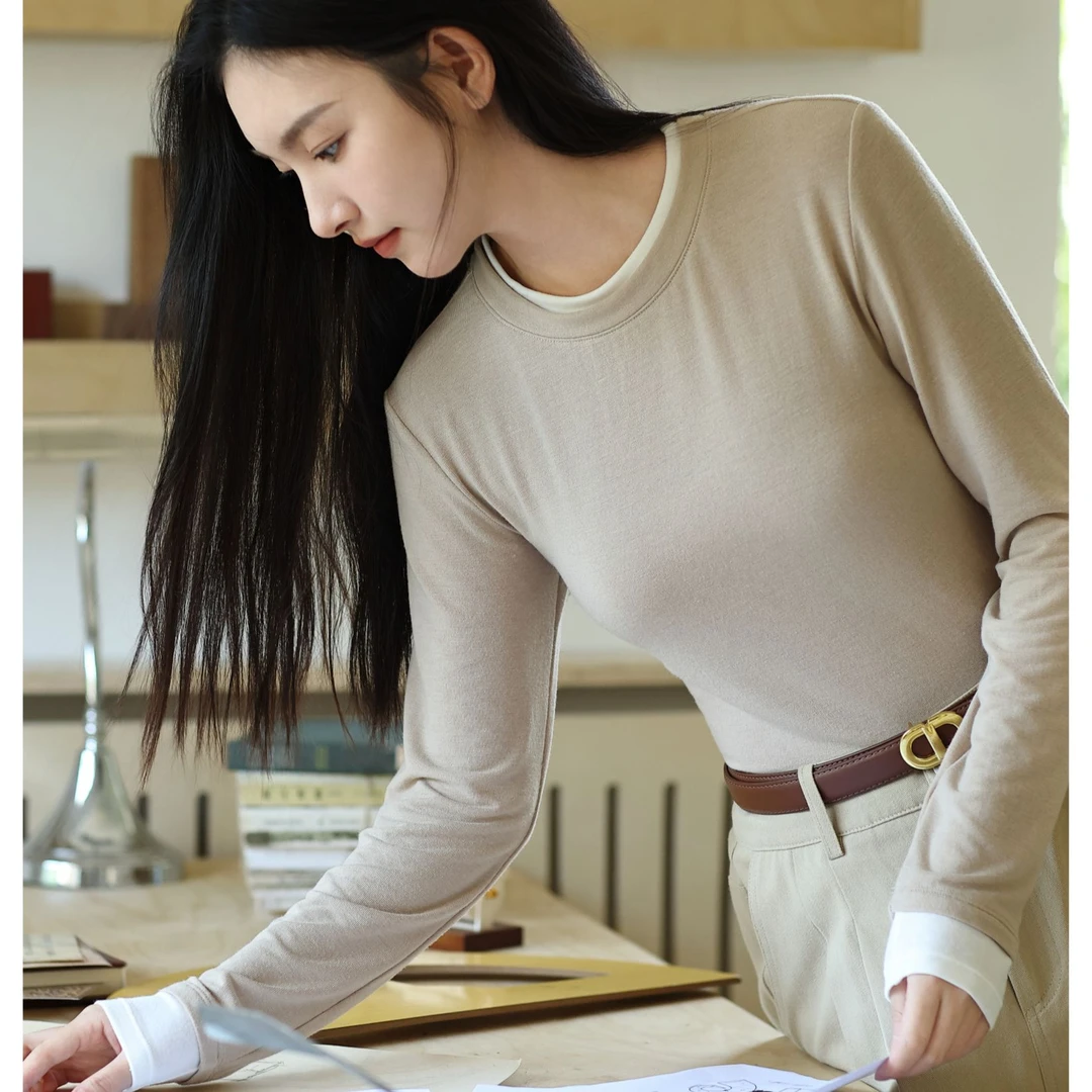 叠穿撞色假两件，时尚潮流 百搭出行~无论内穿或外搭长袖31744