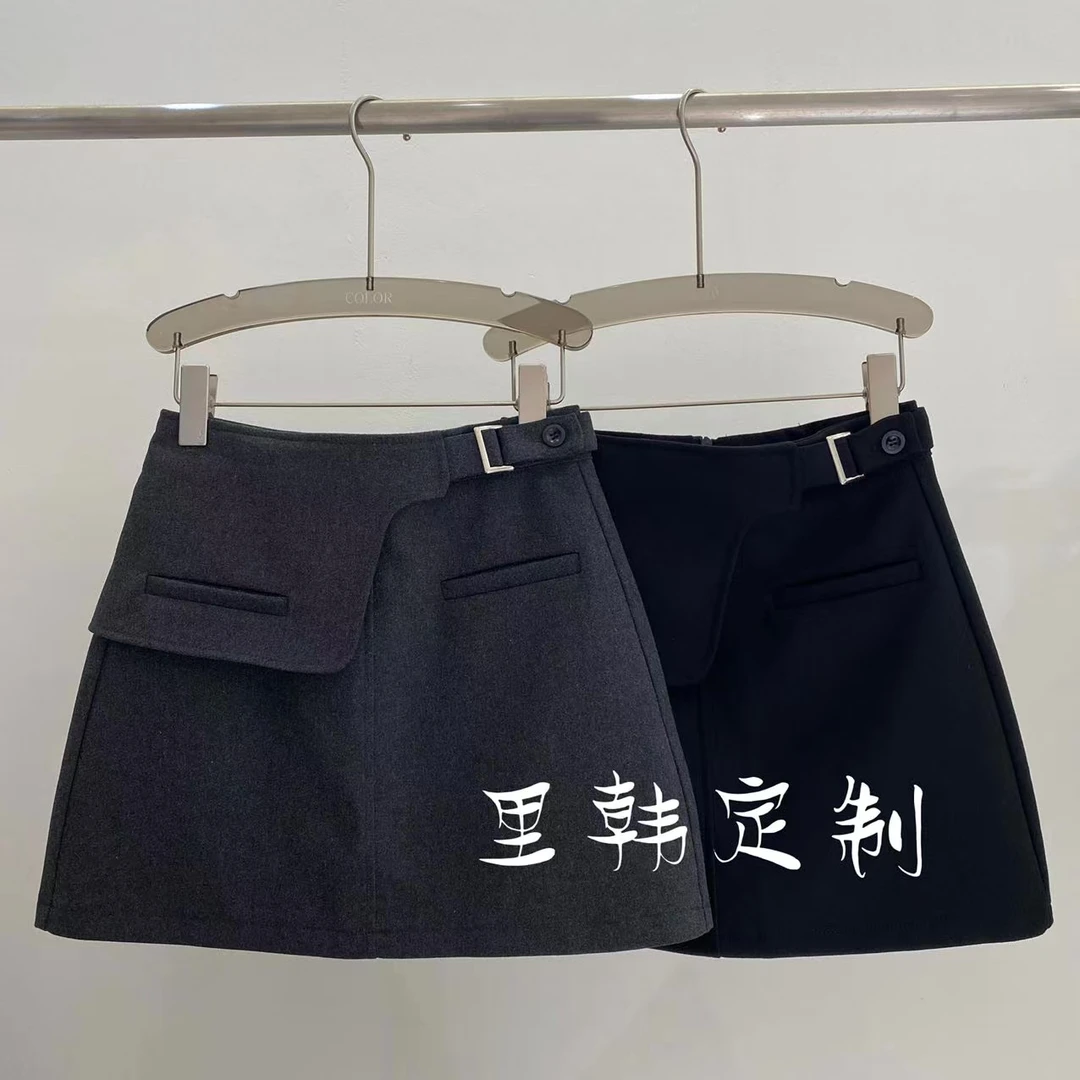 【里韩定制】短裙女2025新款高腰显瘦百搭毛呢A字短裙77731