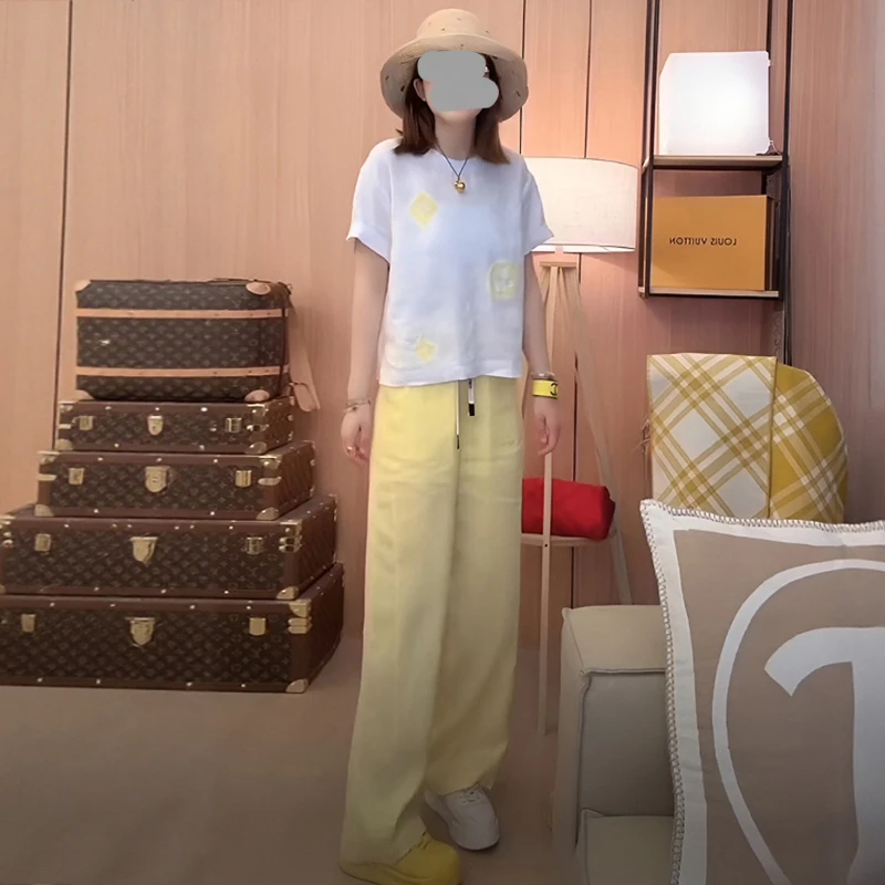 2025超火夏装一整套韩系时尚休闲短袖上衣阔腿裤巨好看的夏天套装
