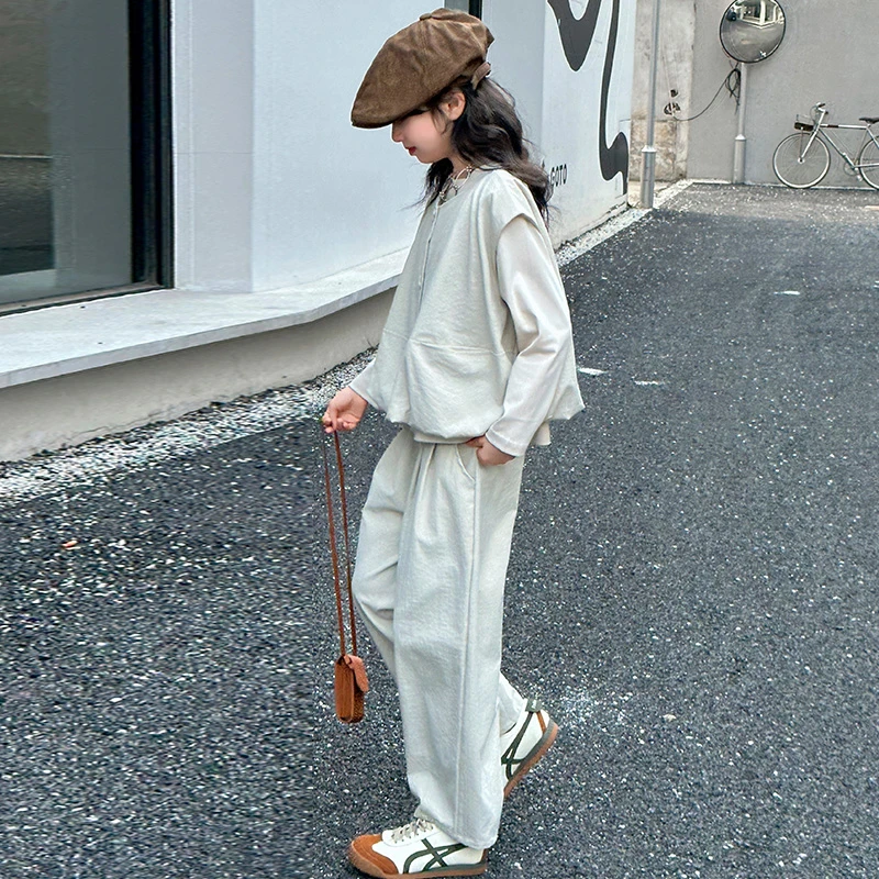 简约潮牌店铺儿童服装2025年新款衣服女童装秋装套装6-12岁高级感