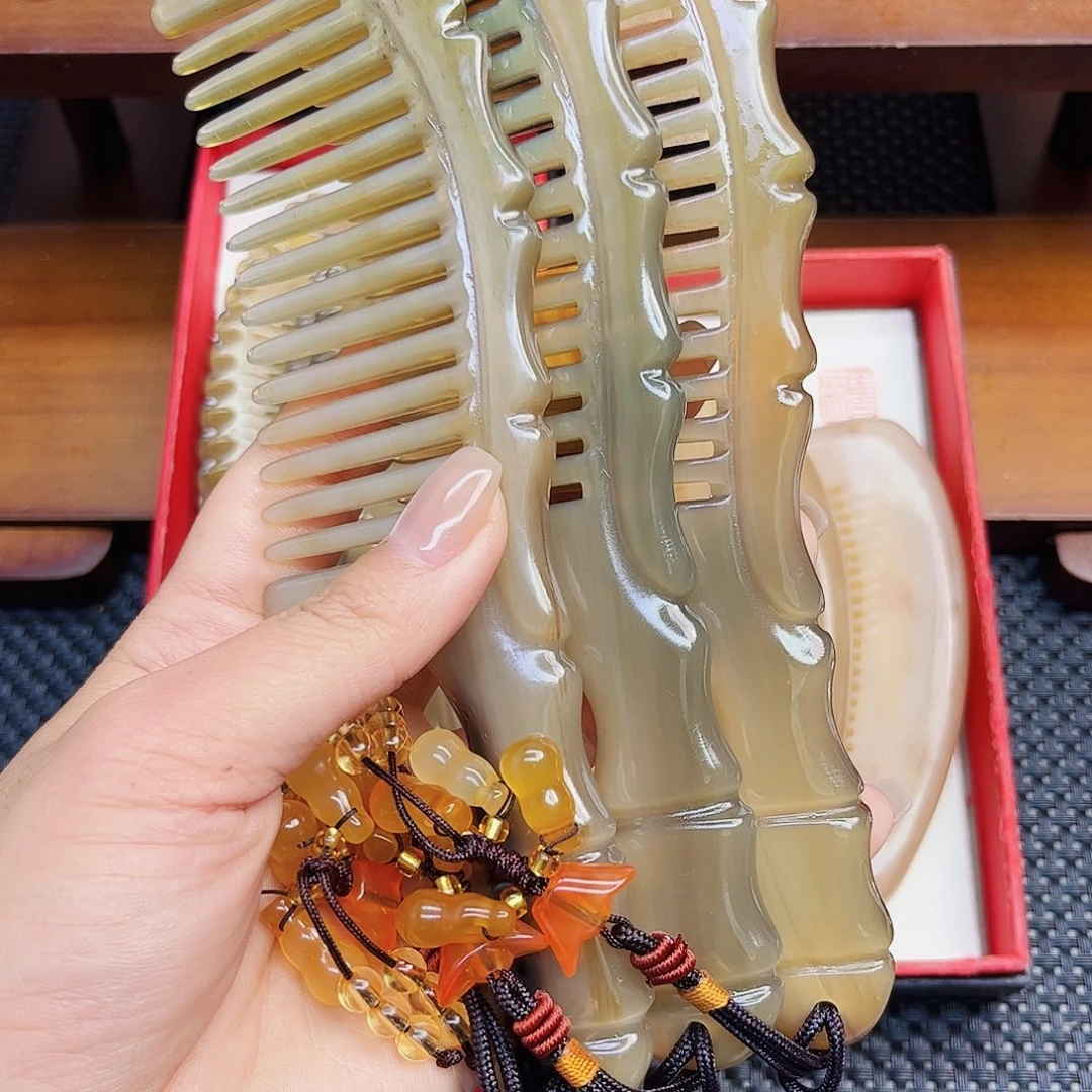 纯牛角手工制作牛角梳