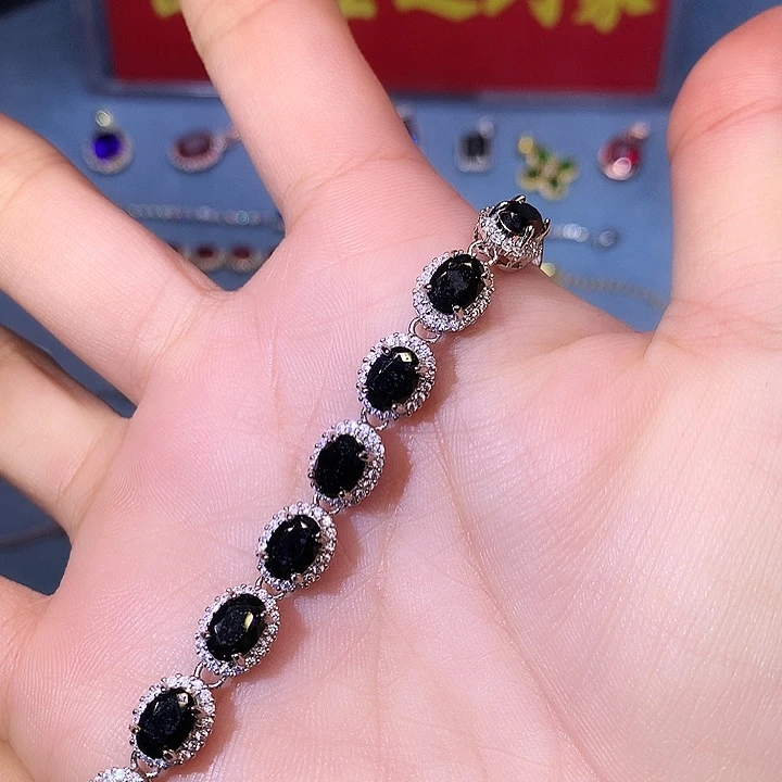 蓝宝石手链银S925镶嵌