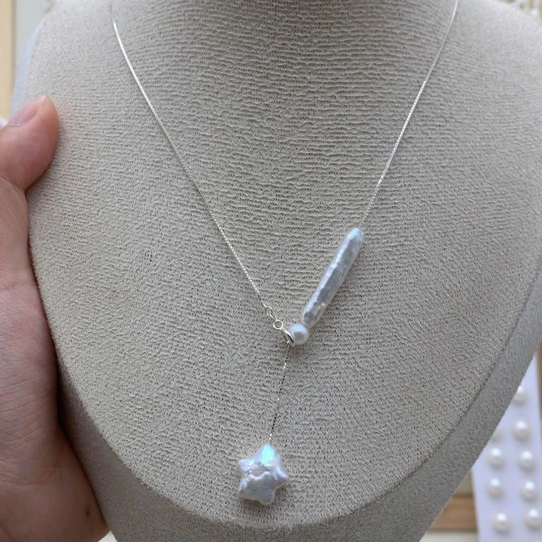 淡水珍珠银S925镶嵌颈饰