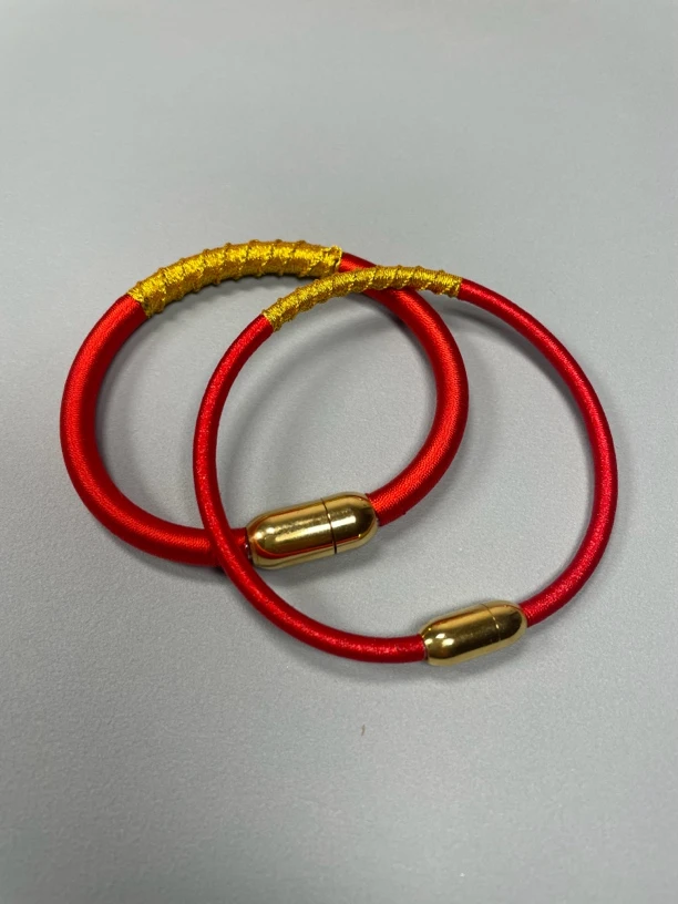 天然辰砂朱砂绕线款软手镯粗