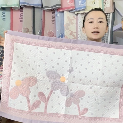 棉纱布紫色椰子树纯棉