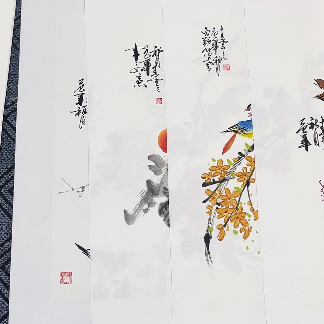 梵***思国画杨敏法老师四尺四开花鸟作品旭4