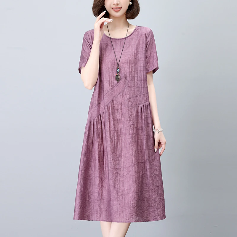 中年妈妈冰丝a字连衣裙2025新款洋气高端气质宽松遮肚裙子女夏装