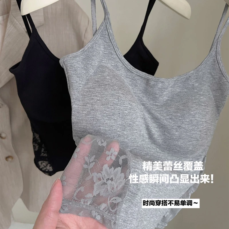 吊带背心女带胸垫性感美背小胸平胸专用聚拢加厚显大一体内搭外穿