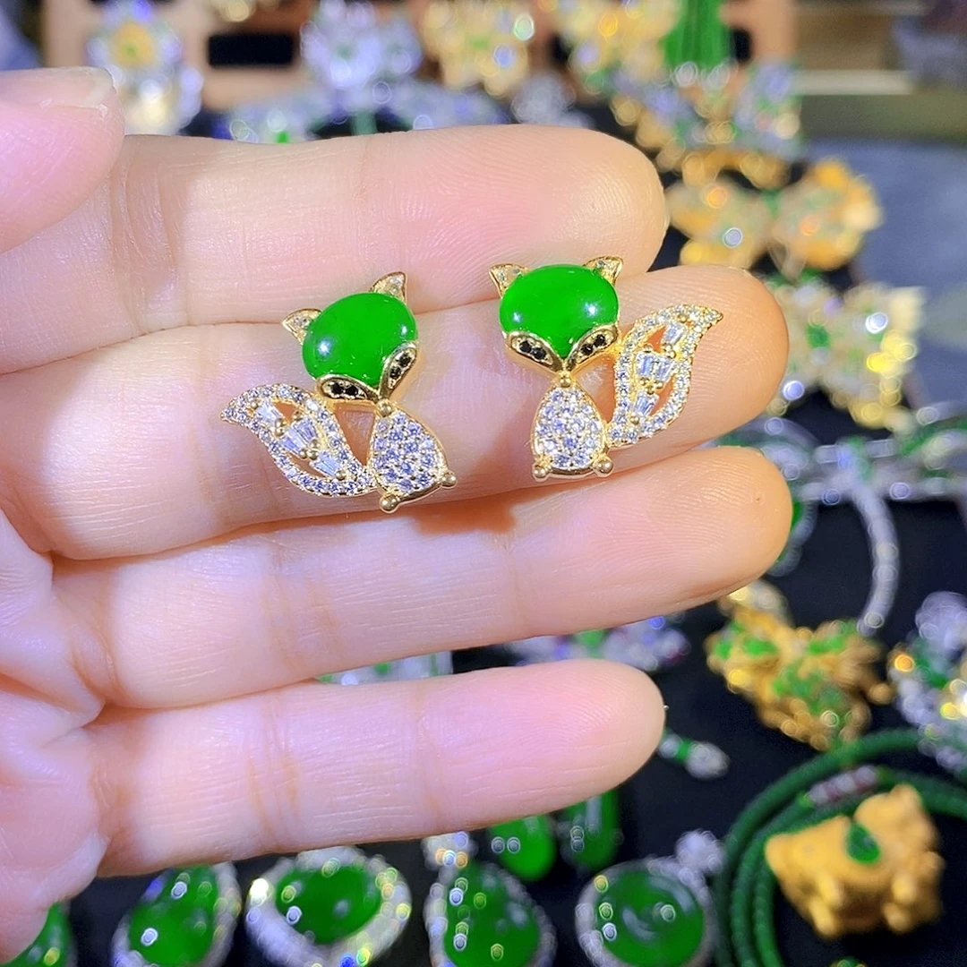 吊坠(不含链)银S925镶嵌翡翠