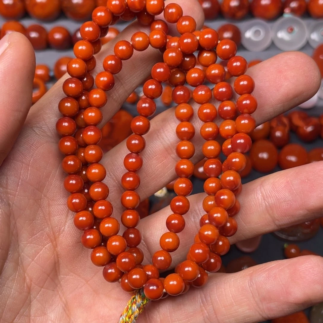 南红玛瑙未镶嵌颈饰南红4圈双色