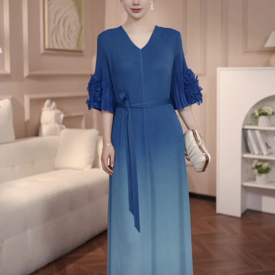 珩耀褶皱气质2025优雅显瘦夏季中长款气质连衣裙02