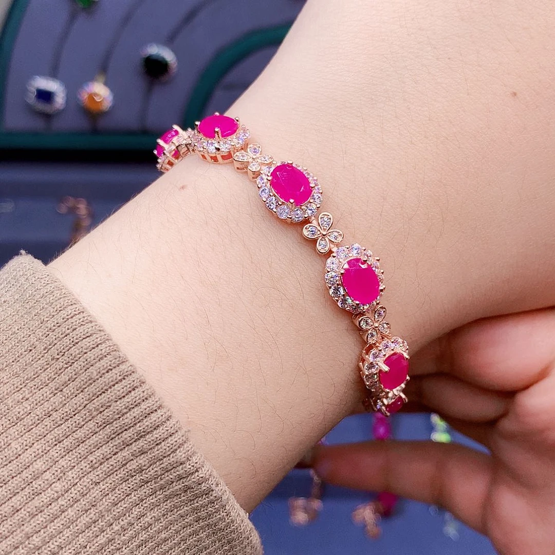 红宝石手链银S925镶嵌