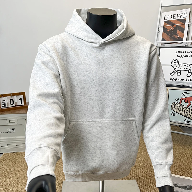 clean fit版型秋冬新品ins重磅连帽套头半拉链卫衣外套男女情侣款