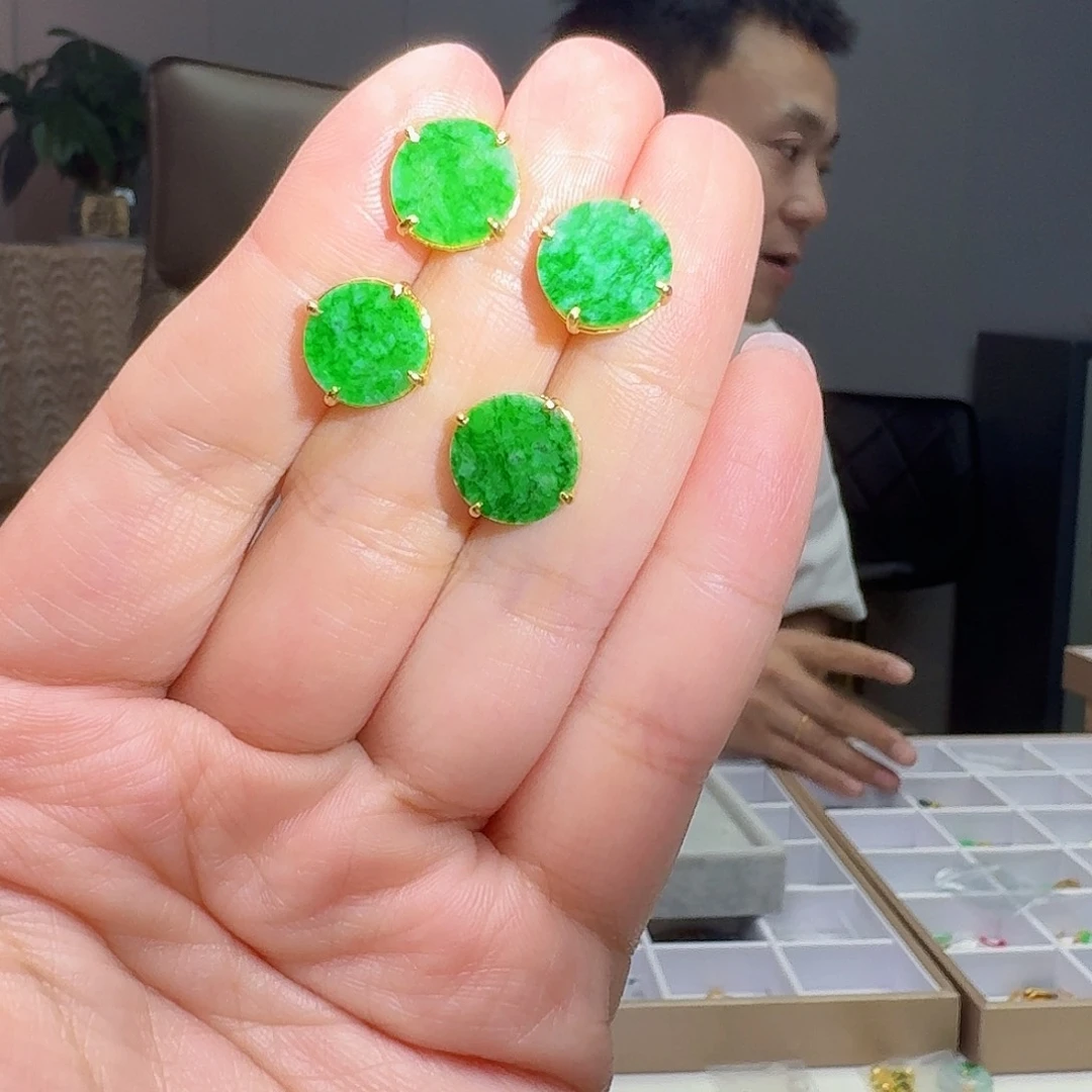 翡翠银S925镶嵌耳饰多样性发货其一