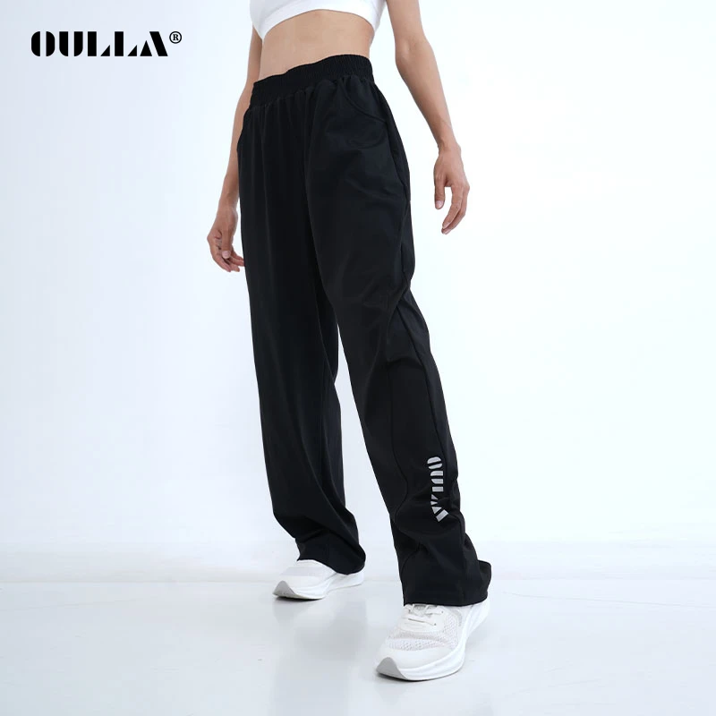 OULLA【小黑裤】夏季薄款运动防晒垂感透气宽松阔腿休闲裤EM3712