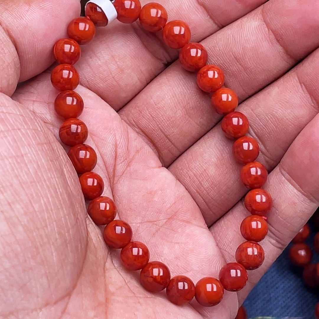 沉***。南红玛瑙未镶嵌手链南红瓦西卡7原矿