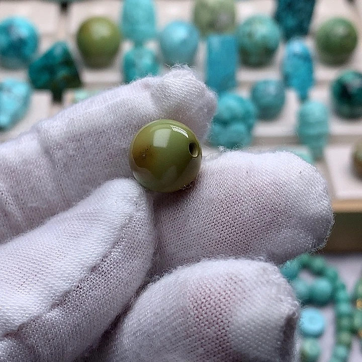 绿松石未镶嵌珠宝奇石直径12特色菜籽黄圆珠