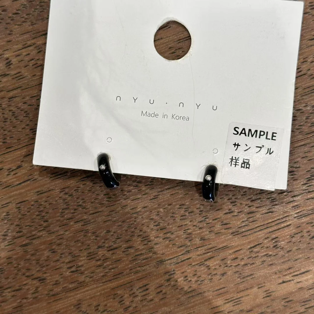 925银耳饰 0408A06 TJ韩国女装韩国直播代购925银黑色耳圈耳饰