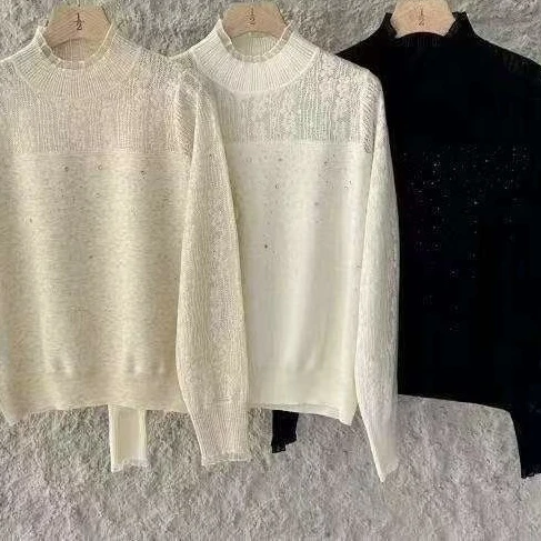 【公主屋】烫钻蕾丝针织衫77338