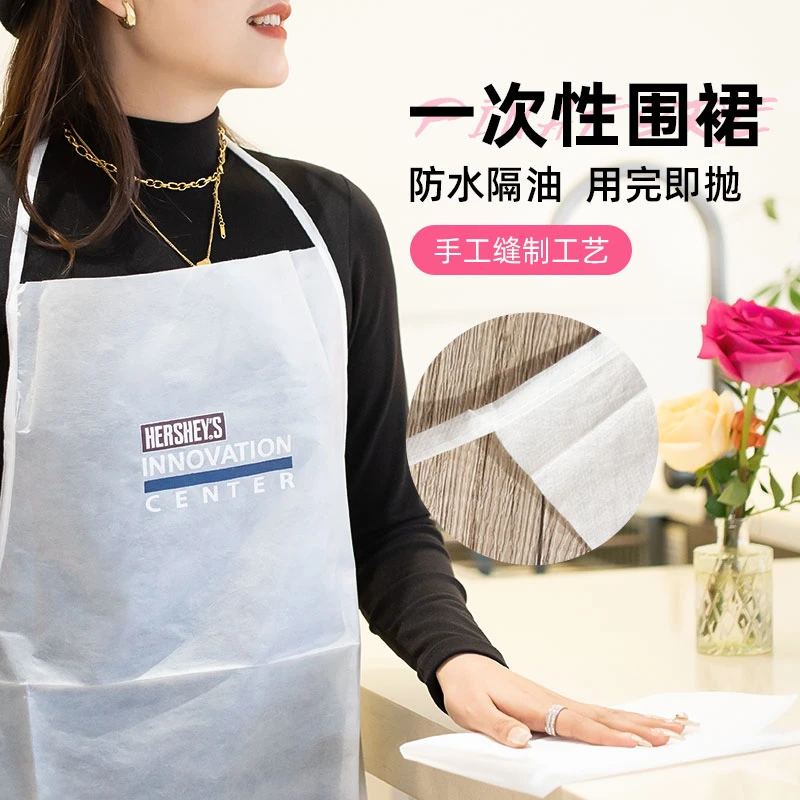 一次性围裙厨房加大防水无纺布围裙热卖成人儿童中式手工缝制围裙