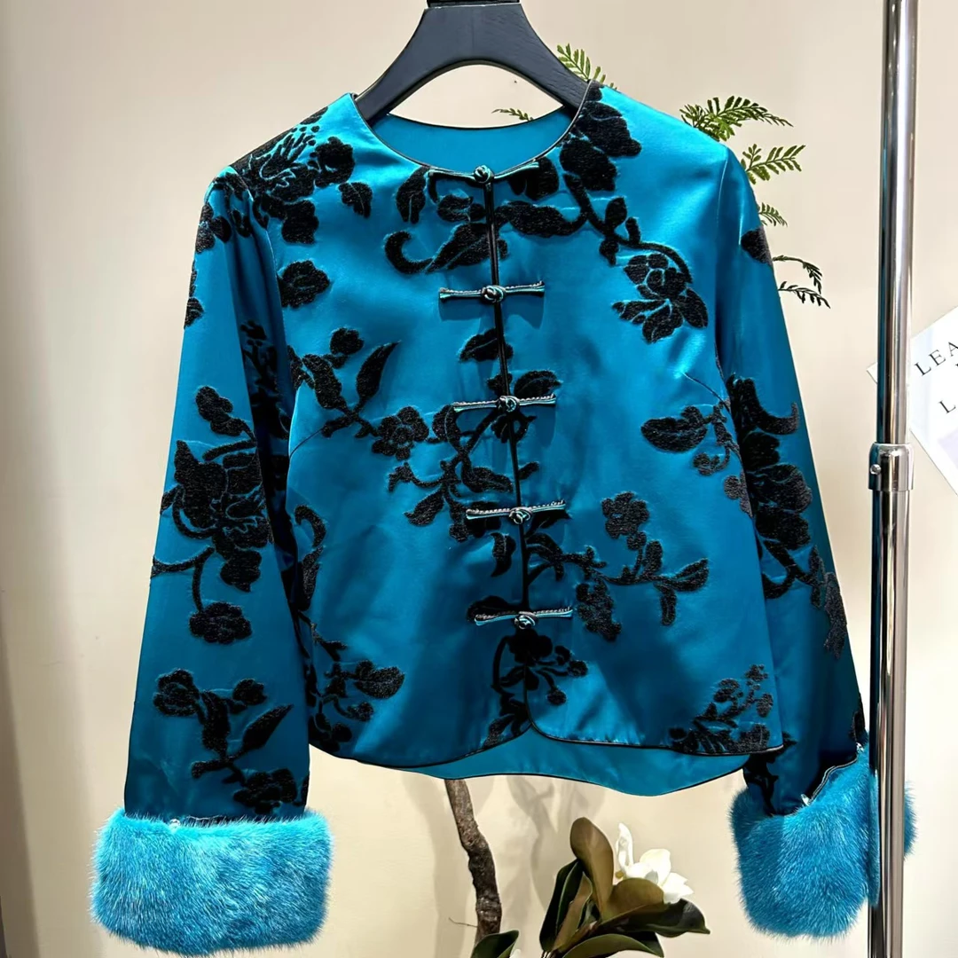 VV&AA 水貂毛真丝混纺新中式棉衣 ZG3710