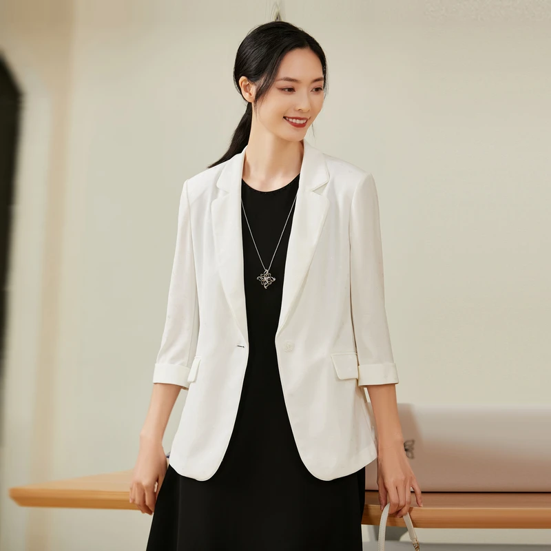 娜尔思桑蚕丝通勤简约一粒扣丝绸西装服外套NA02211V0