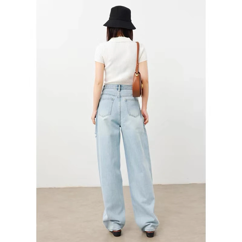 高腰显瘦牛仔裤女时尚休闲复古百搭长裤