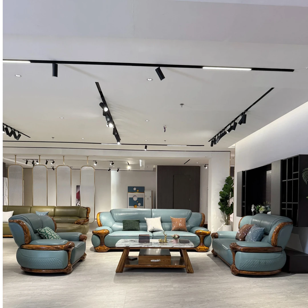 新中式乌金木真皮沙发头层牛皮家用轻奢客厅高端实木沙发家具组合