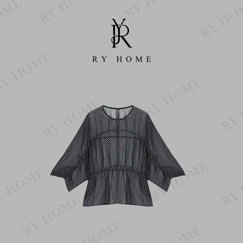 【容雨RYHOME】薄款波点圆领设计款衬衫252C1504