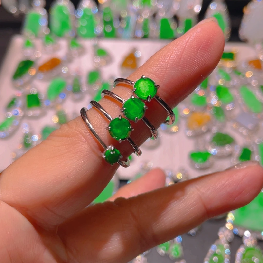 翡翠银S925镶嵌戒指精品