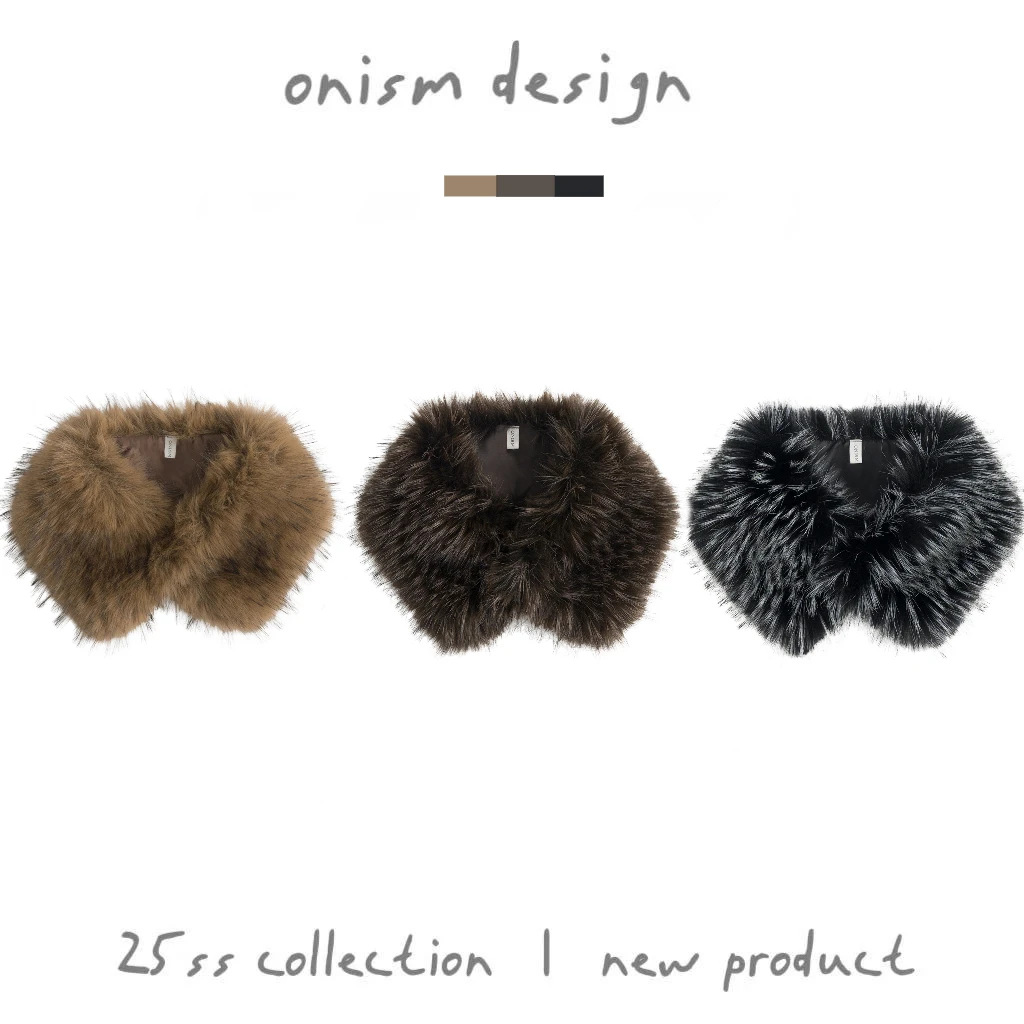 “富贵猫”c位暖光灯冬季造型神器南美貉环保皮草牛角扣毛领围脖